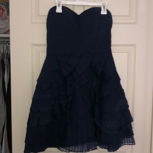 Strapless homecoming or formal navy dress